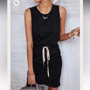 N:Philanthropy it was all a dream drawstring mini dress in black cat